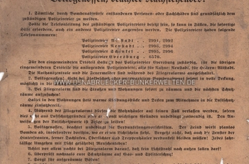 Ein Flugblatt der Stadt Osnabrück, verteilt nach dem ersten Luftangriff auf die Stadt am 23.06.1940. Flugblatt der Stadt Osnabrück nach Luftangriff vom 23.06.1940