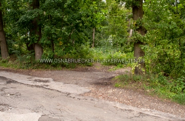 Blick vom Kapellenweg zum Standort des ehemaligen Einstiegsschachts des Luftschutzstollens. Kapellenweg Osnabrück