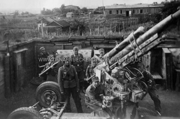 Ein russisches Beutegeschütz in Feuerstellung im südlichen Bereich der Flak-Stellung auf dem Kalkhügel Flak Kalkhügel Osnabrück