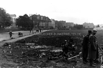Blick stadtauswärts über den Stahlwerksplatz, links die Buersche Straße. Absturzstelle Stahlwerksplatz