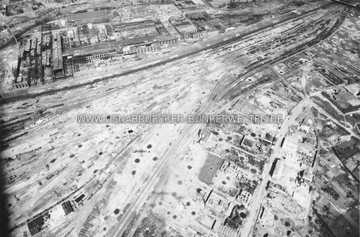 Flug über Güter- und Rangierbahnhof in Osnabrück Trolley Mission 1945 über Osnabrück